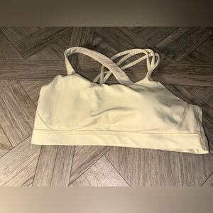 Athleta Cream Strappy Sports Bra